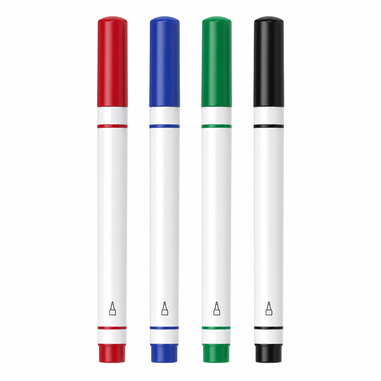 Whiteboard Marker Set in Rot, Blau, Grün und Schwarz, 4er Pack
